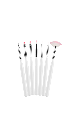 KIT PINCEL PARA UNHA C/7 UNIDADES BRANCO 