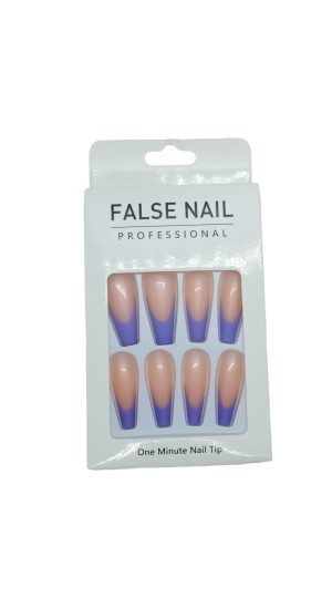FALSE NAIL UNHA POSTIÇA C/12 ROSA COM LILÁS