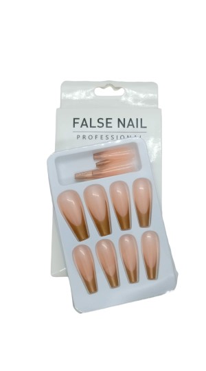FALSE NAIL UNHA POSTIÇA C/12 ROSA COM DOURADO