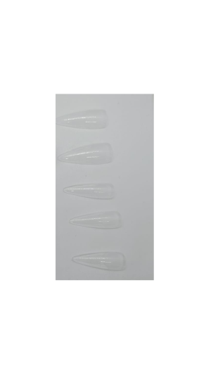 DAFU UNHA POSTIÇA TRANSPARENTE REALISTA ESTILETO COM MARCAÇÃO ABS C/100 PEÇAS DF-UP 100-MT01