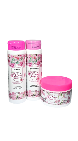 SOUL ROSA MOSQUETA KIT CAPILAR COM 3 UNIDADES