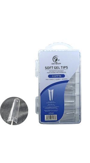 STAY BEAUTY SOFT GEL TIPS UNHA POSTIÇA COM 100 TRANSPARENTE